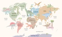 Papel Tapiz Mapa del Mundo con Dinosaurios