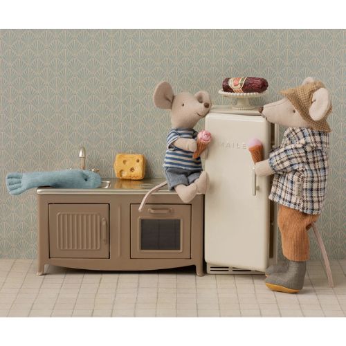 Maileg Metal Fridge, Mouse - Off white
